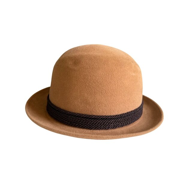 Richman Brothers Velour Fur Felt Hat Fedora Hat Men's Tan Vintage Gentleman - Picture 3 of 8